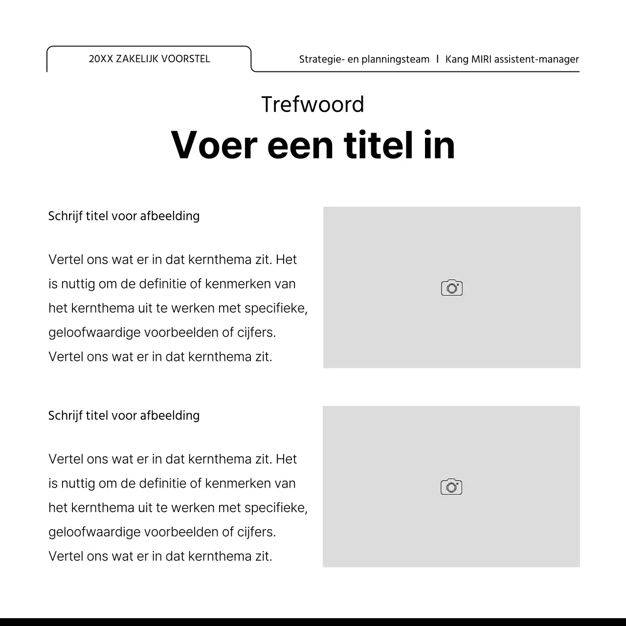 Promoot een lay-outontwerp met veel eenvoudige fotolijsten in wit en zwart