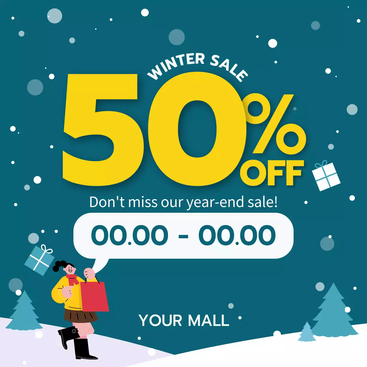 Teal Modern Winter Promotion Social Media Post