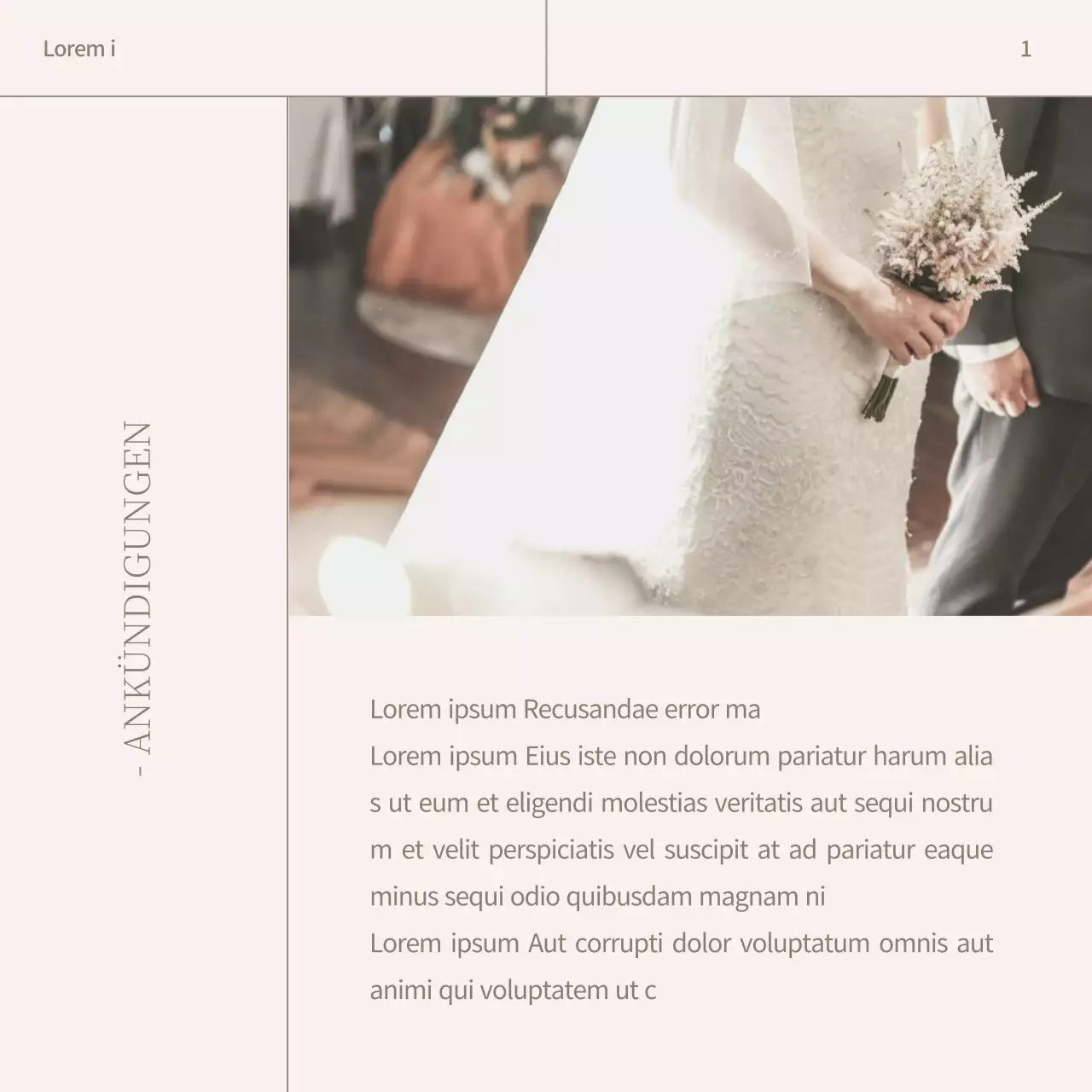 Werbung für eine moderne Hochzeitsmarke in Rosa und Braun