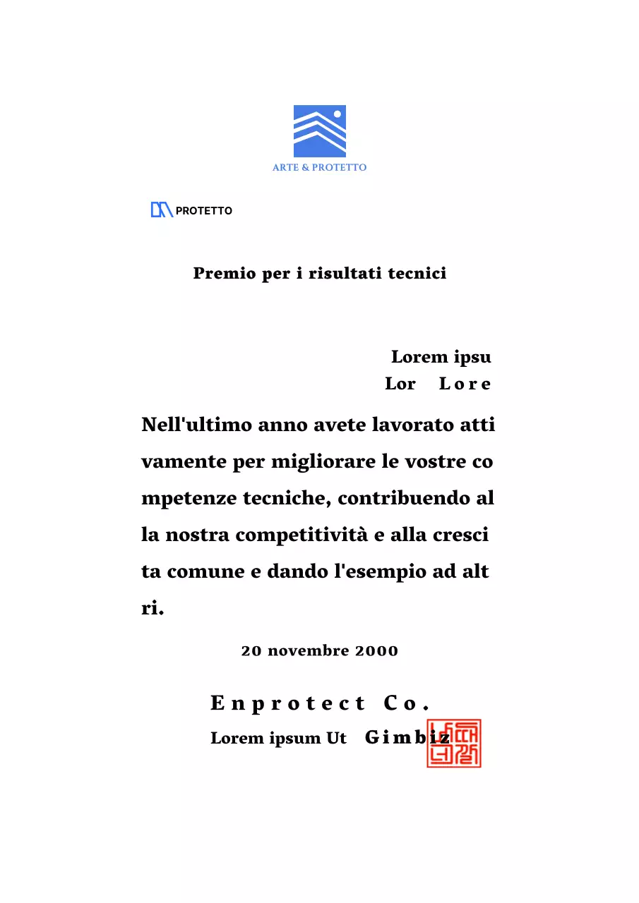 Progettazione di un premio tecnico con logo