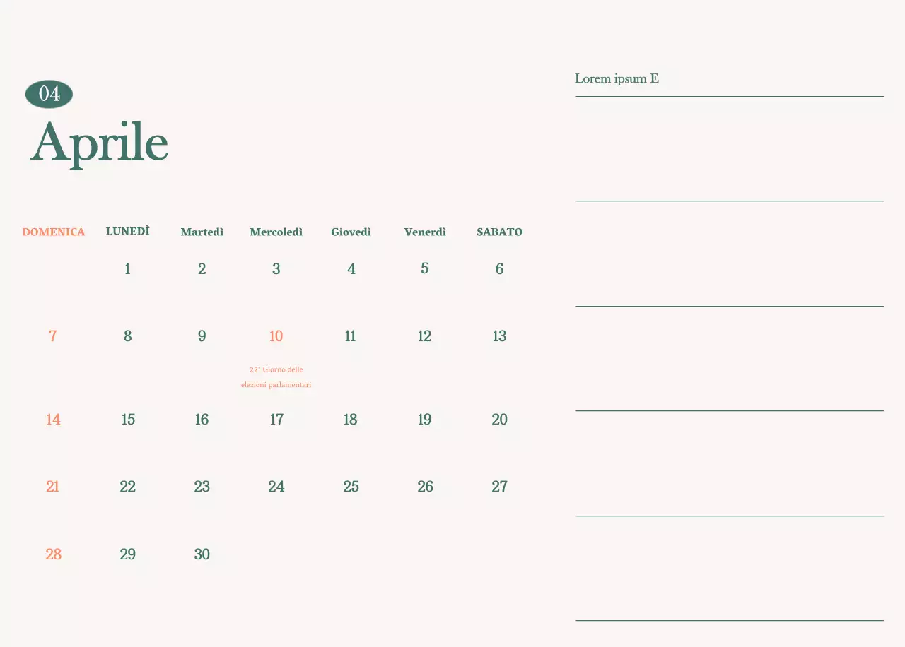 Calendario dei bar con i consigli per le bevande del mese