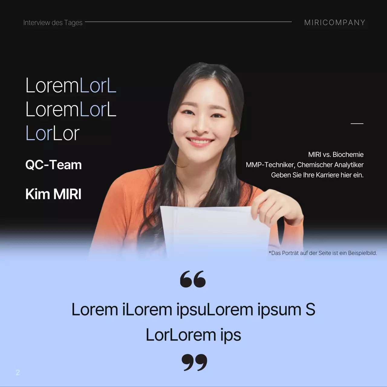 Minimalistische Informationen zum Vorstellungsgespräch in Hellblau und Schwarz