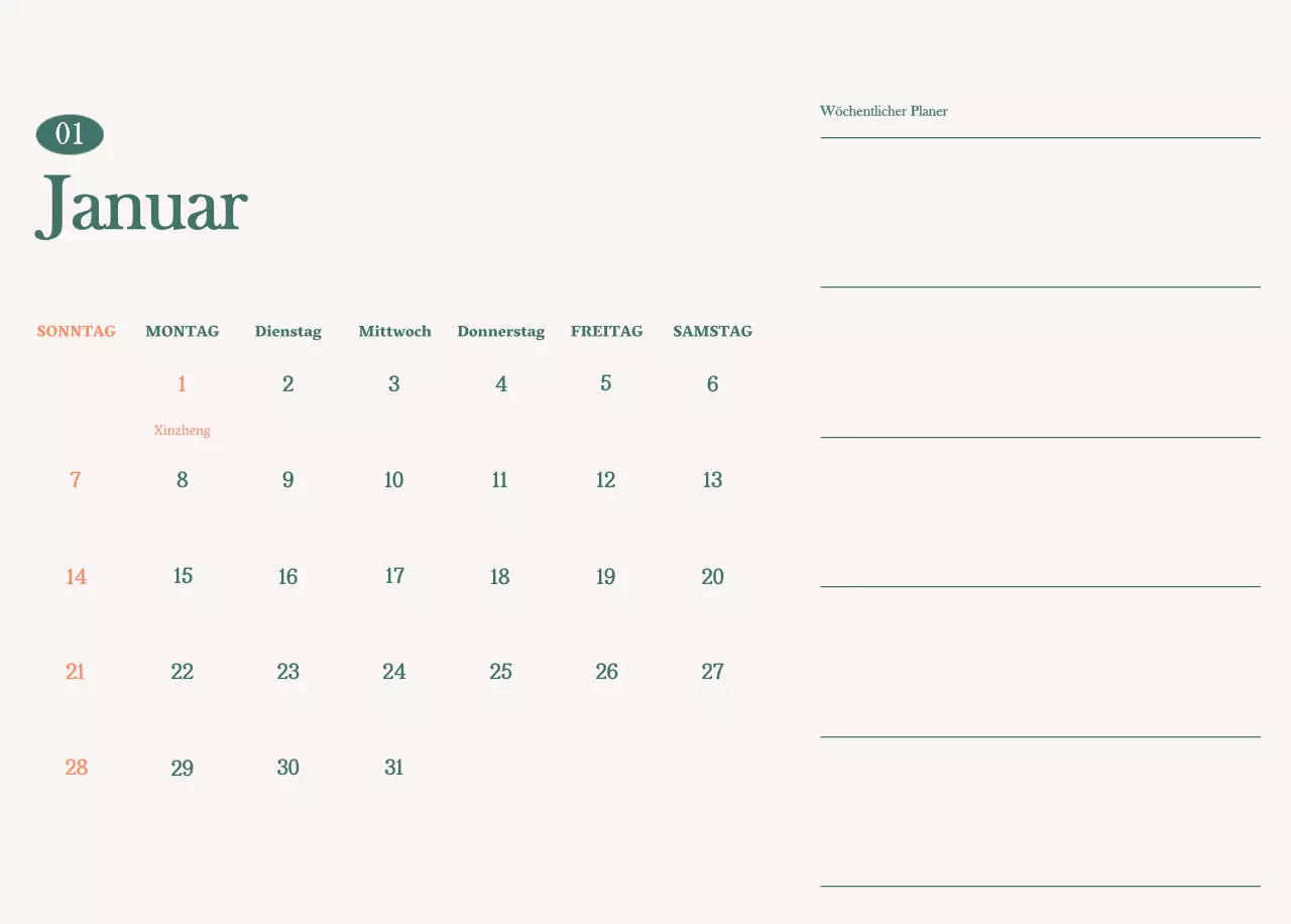 Cafe-Kalender mit Empfehlungen für das Getränk des Monats