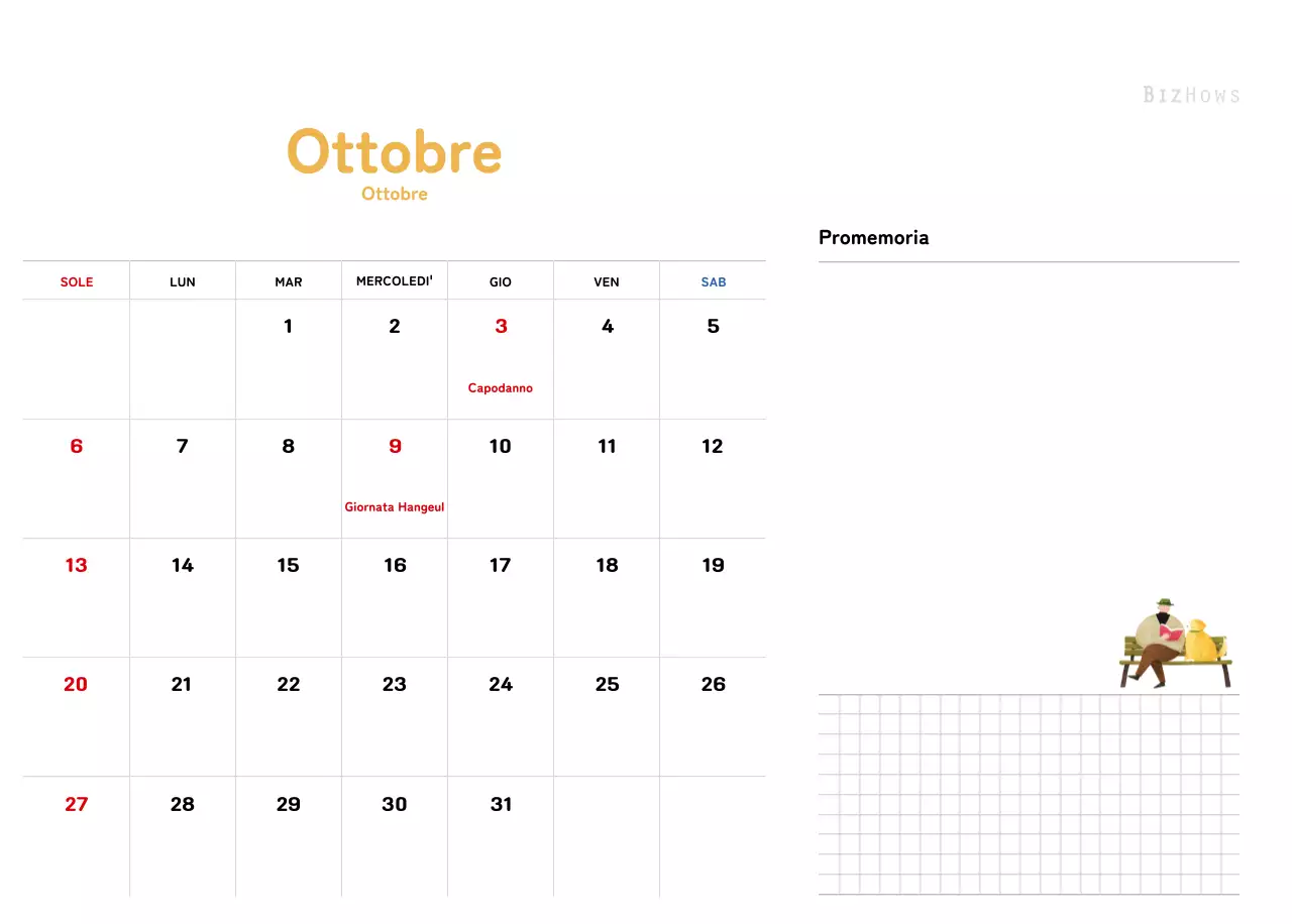 Un calendario di Capodanno caldo e illustrato
