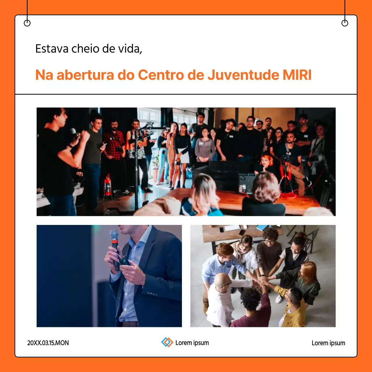 Sobre a abertura do centro juvenil laranja e branco da moda