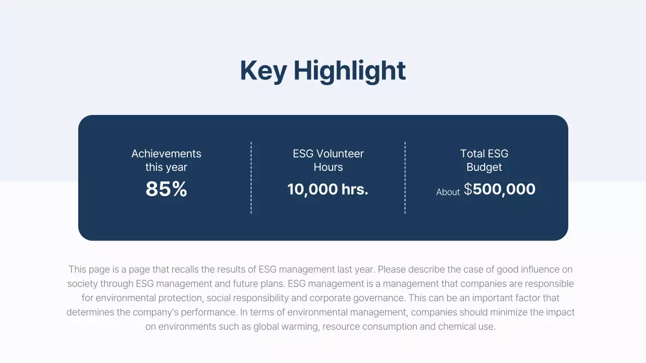 Blue Professional Esg Report Document Presentation