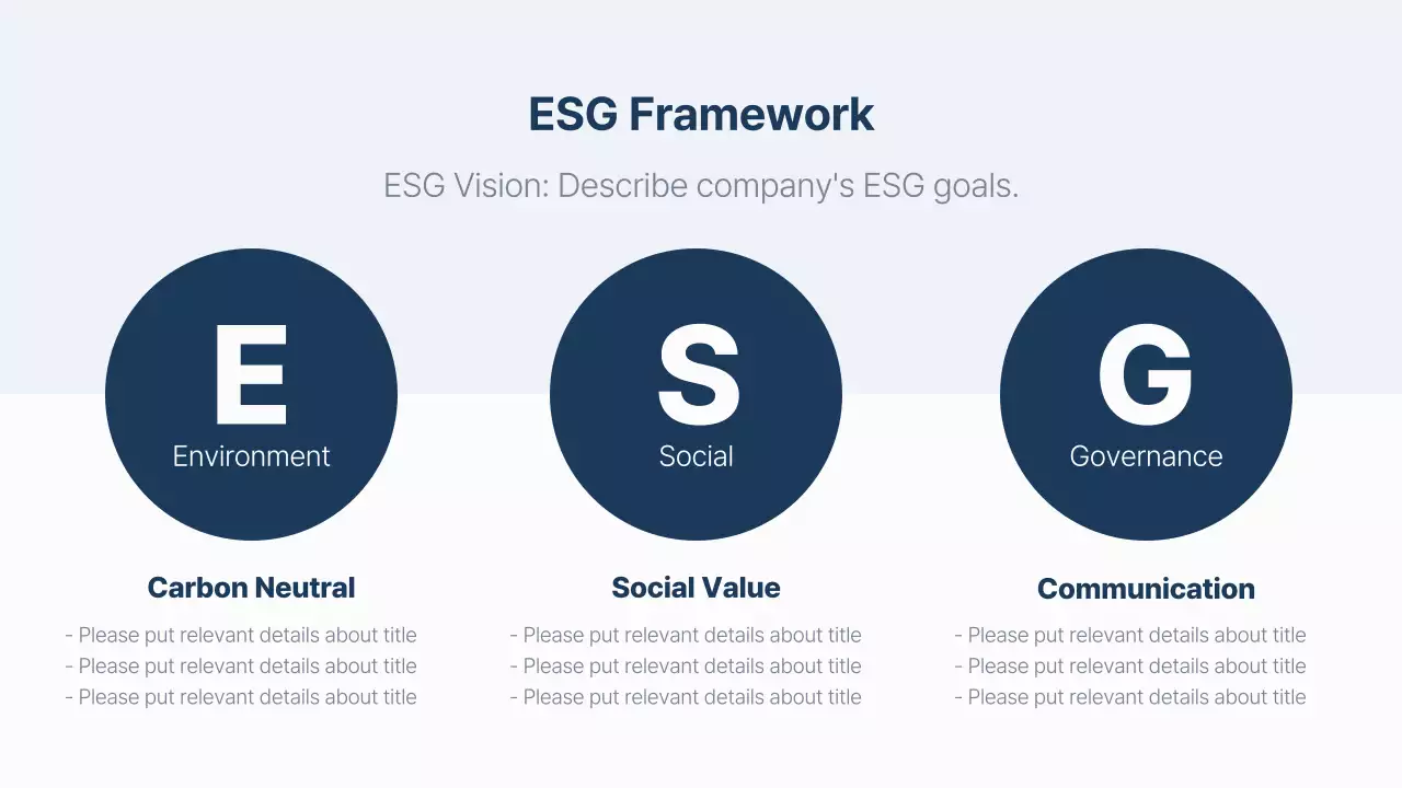 Blue Professional Esg Report Document Presentation