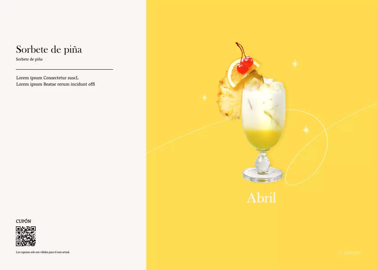 Calendario de cafés con recomendaciones de bebidas del mes