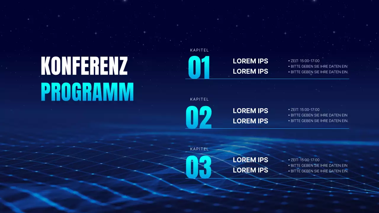 Einfache Konferenzpräsentation in Marineblau und Hellblau