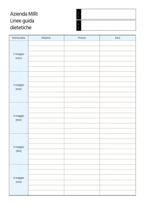 Guida al piano settimanale di base in azzurro e bianco