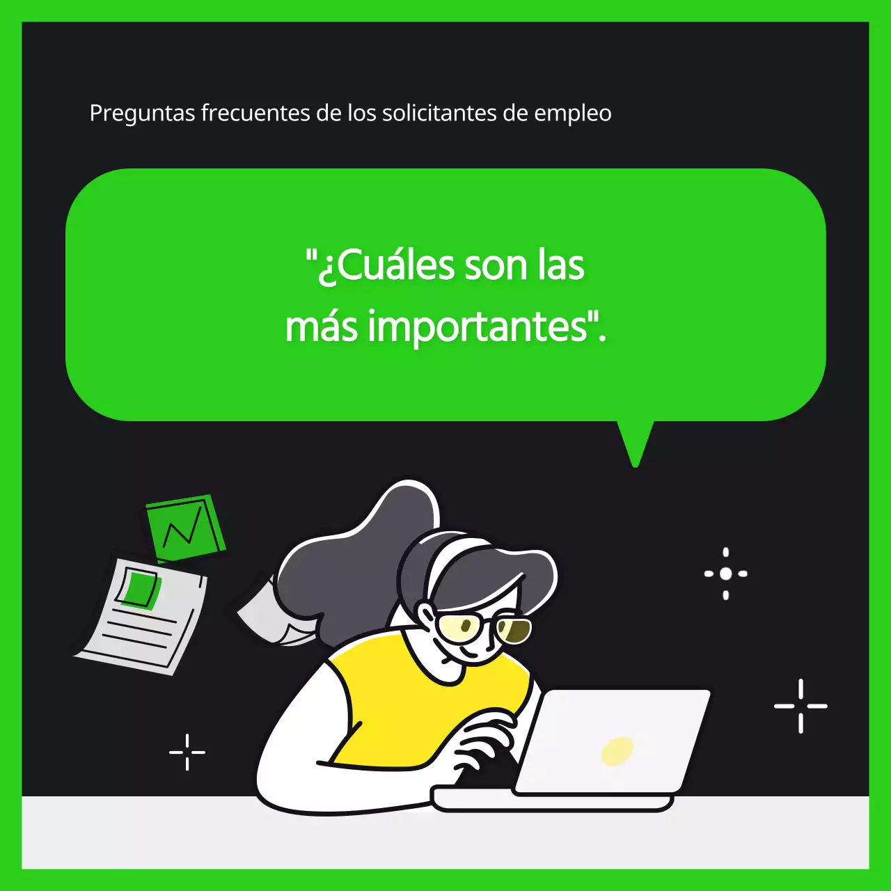 Información de la entrevista del titular en el estilo de moda de verde lima y negro