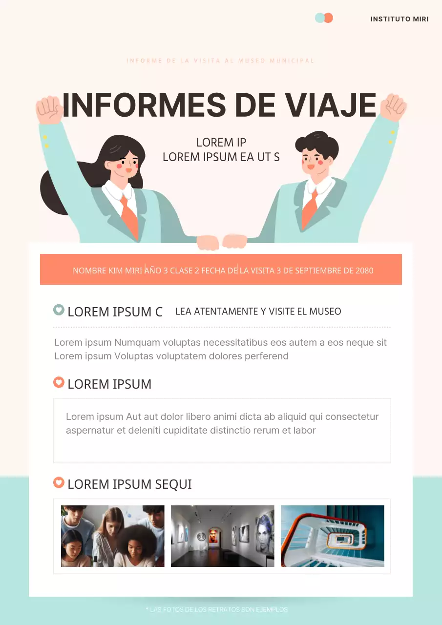 Informes de viaje de moda en menta y naranja