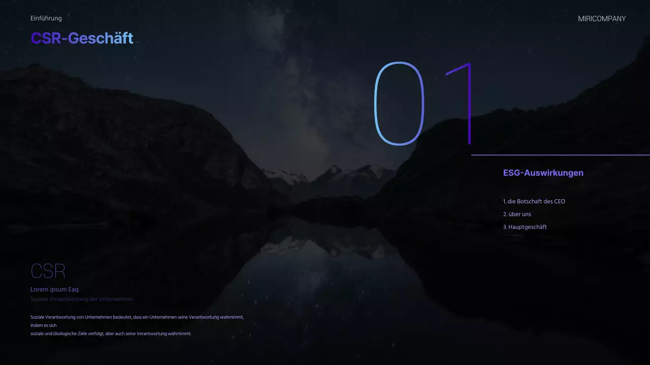 Ein moderner ESG-Nachhaltigkeitsbericht in Lila und Hellblau