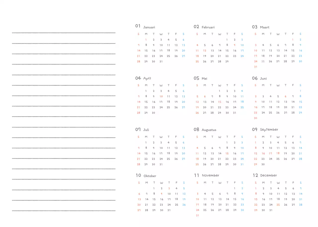 Schattige kalenders met schattige illustraties