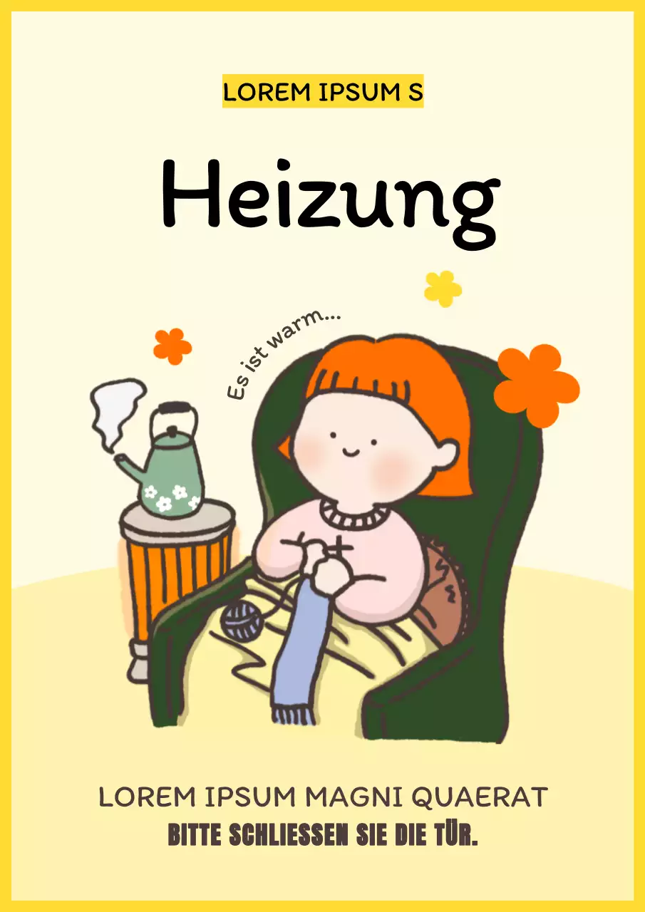 Eine fröhliche gelbe und orangefarbene Heizungsanzeige