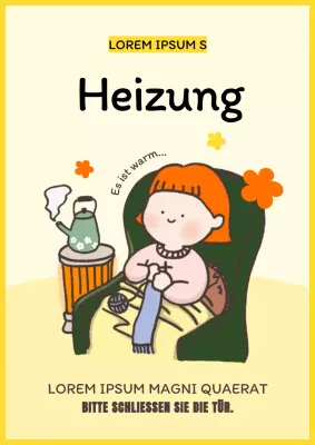 Eine fröhliche gelbe und orangefarbene Heizungsanzeige