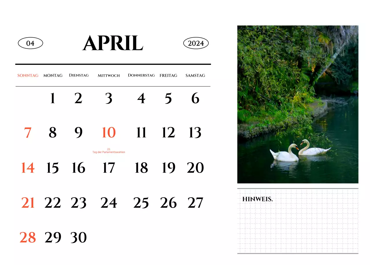 Ein Kalender im schlichten Stil mit einem emotionalen Reisefotografiekonzept