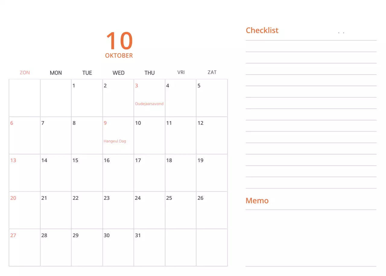 Schattige geïllustreerde groene bureaukalender met familiethema