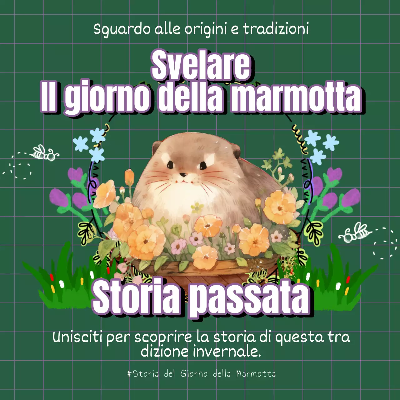 Pubblicità verde e viola kitsch del Giorno della Marmotta Storia