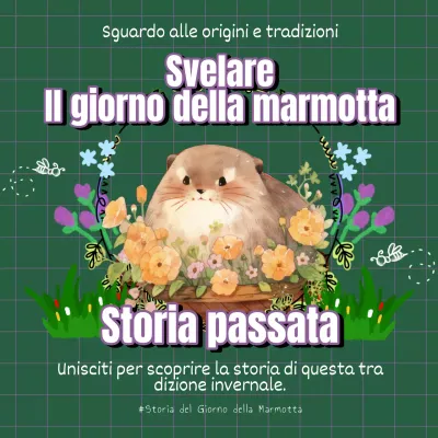 Pubblicità verde e viola kitsch del Giorno della Marmotta Storia