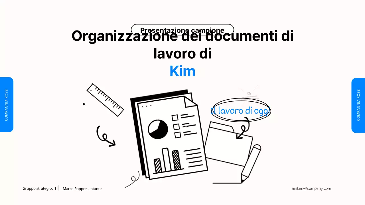 Semplice presentazione del lavoro d'ufficio in blu e nero