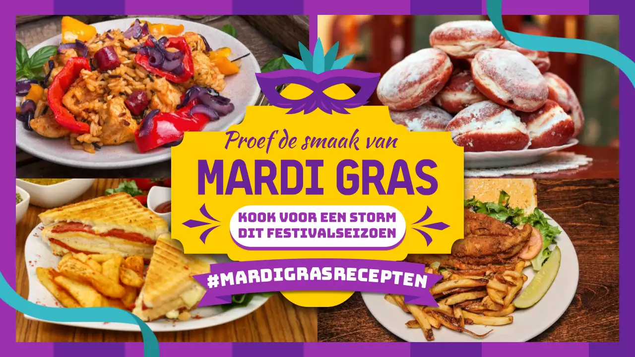 Paarse en gele kitscherige Mardi Gras-recepten