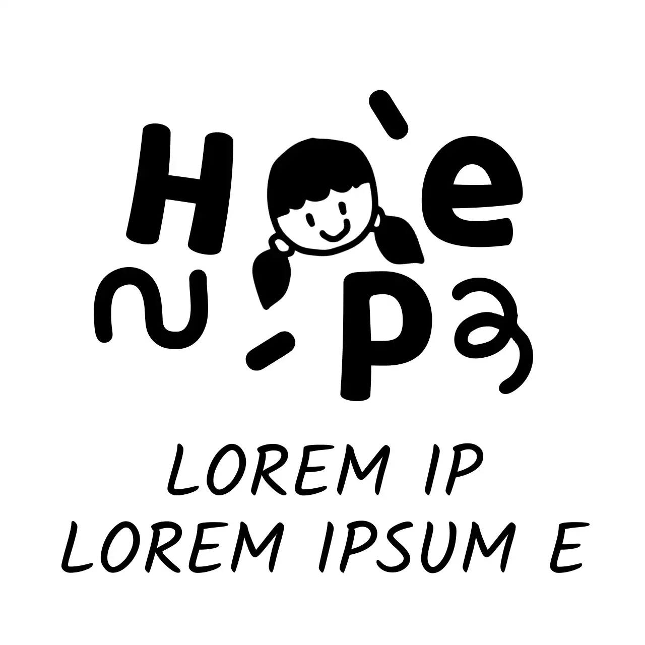 Centro de bienestar infantil con simpáticas ilustraciones y fuentes