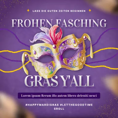 Lila und Gold Luxuriöse Karnevalswerbung