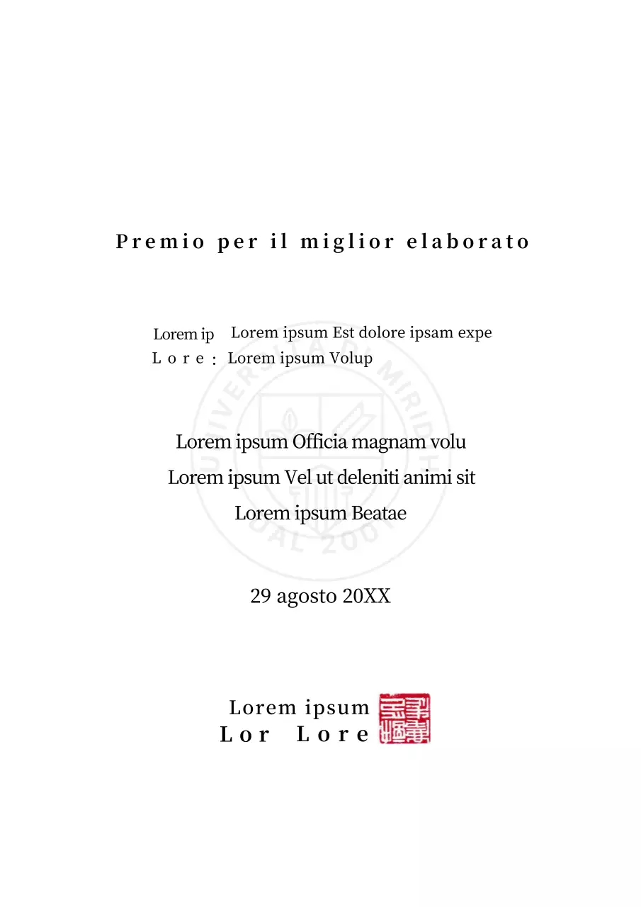 Semplice premio universitario per il miglior elaborato con concetto di modulo di premiazione scolastica