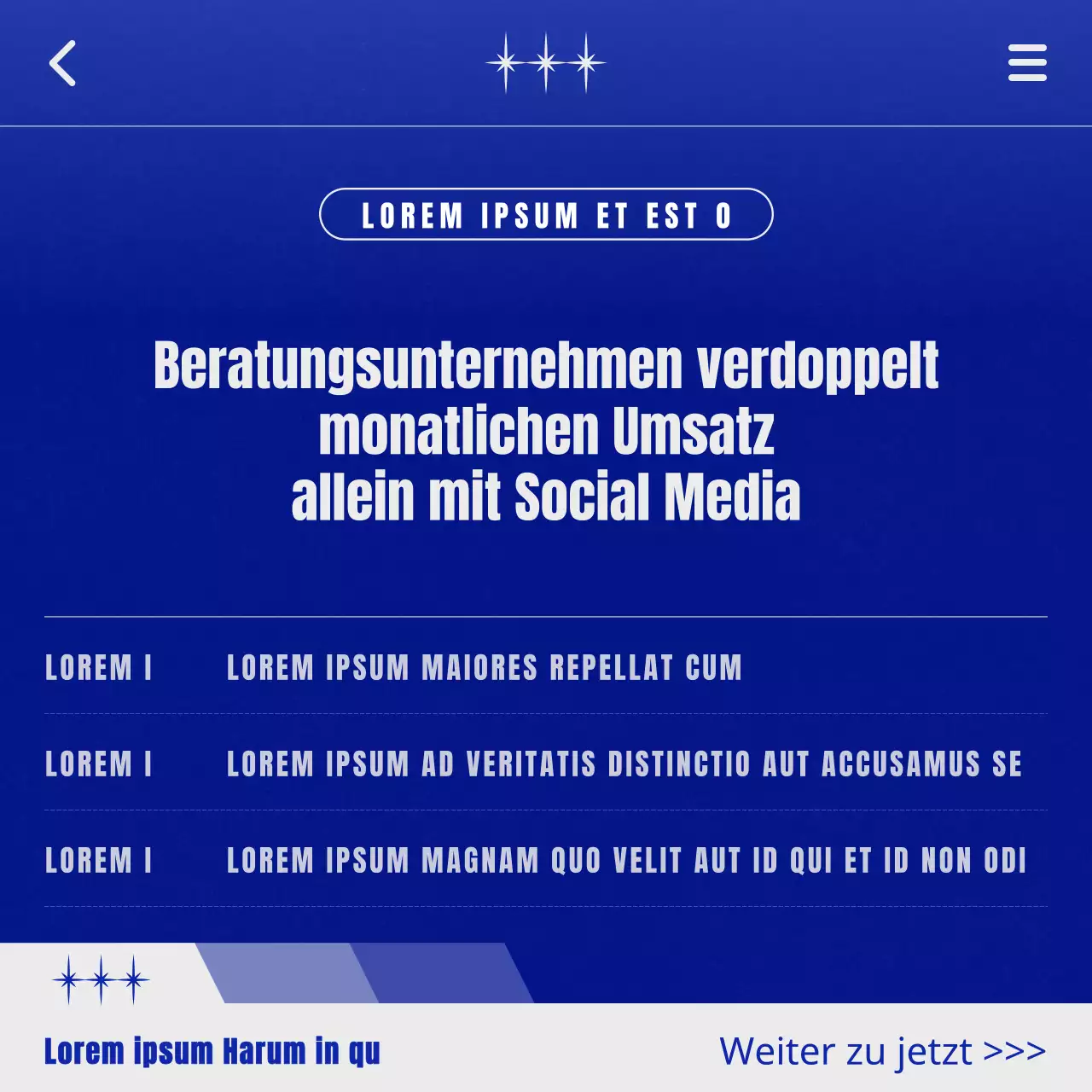 Einfache blau-weiße Beratungswerbung für soziale Medien