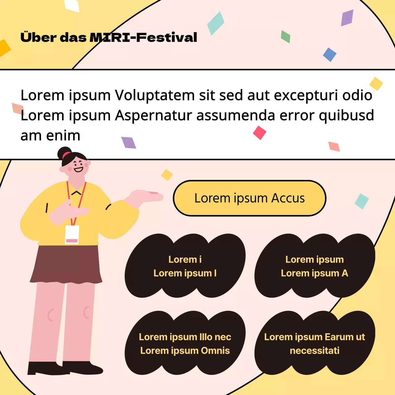 Bewerben Sie das Jugendfestival mit einem Knall in Gelb und Rosa.