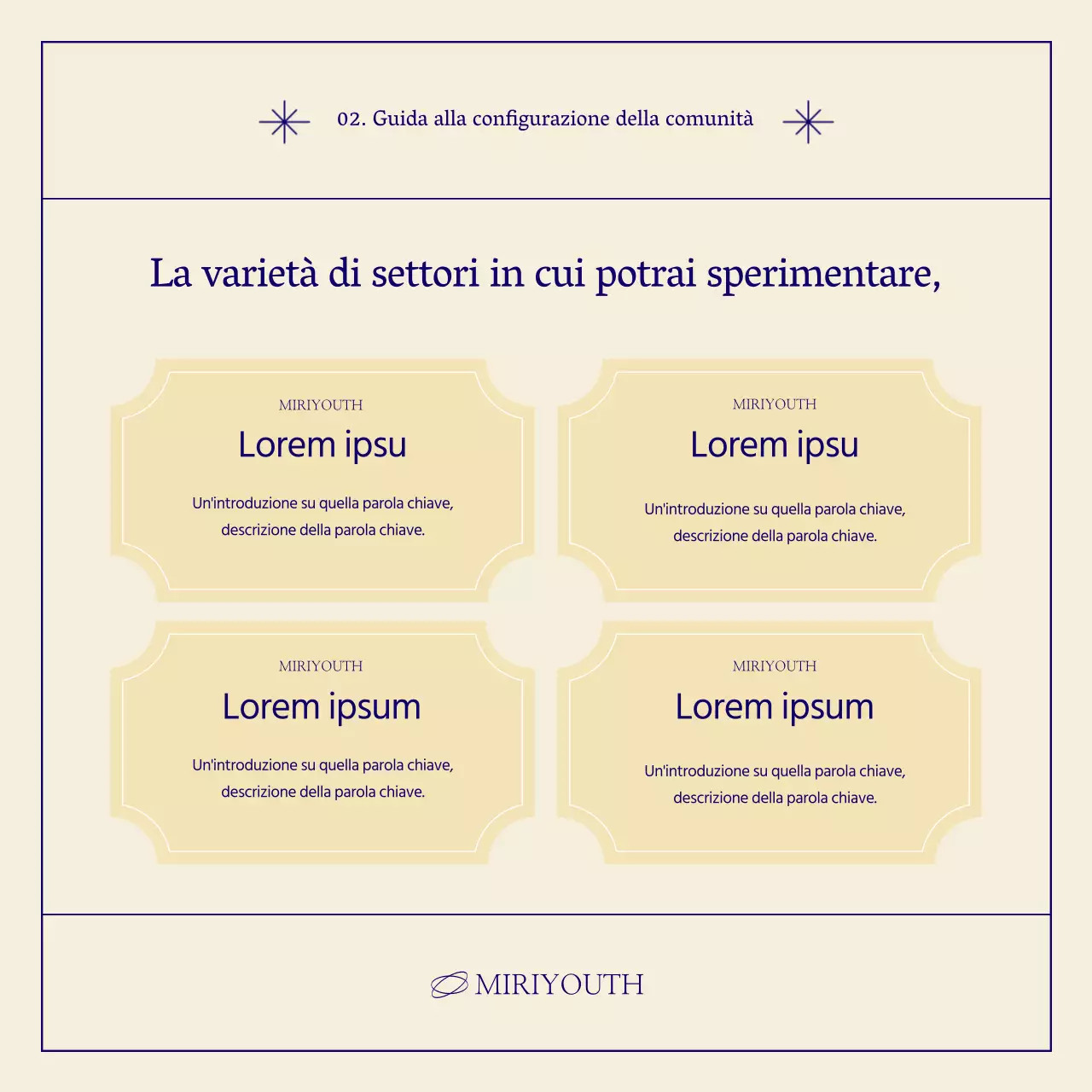 Un semplice posto di reclutamento per la comunità in blu navy e beige.