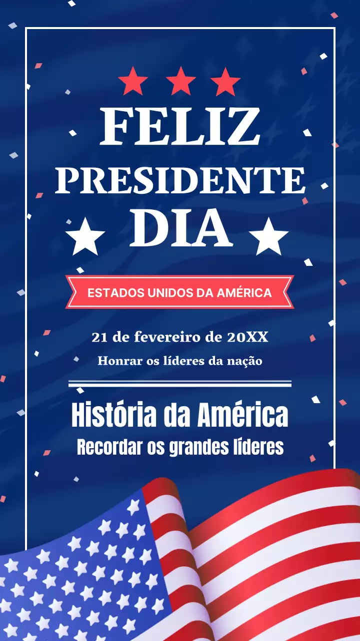 Anúncio clássico azul e vermelho para o Dia do Presidente