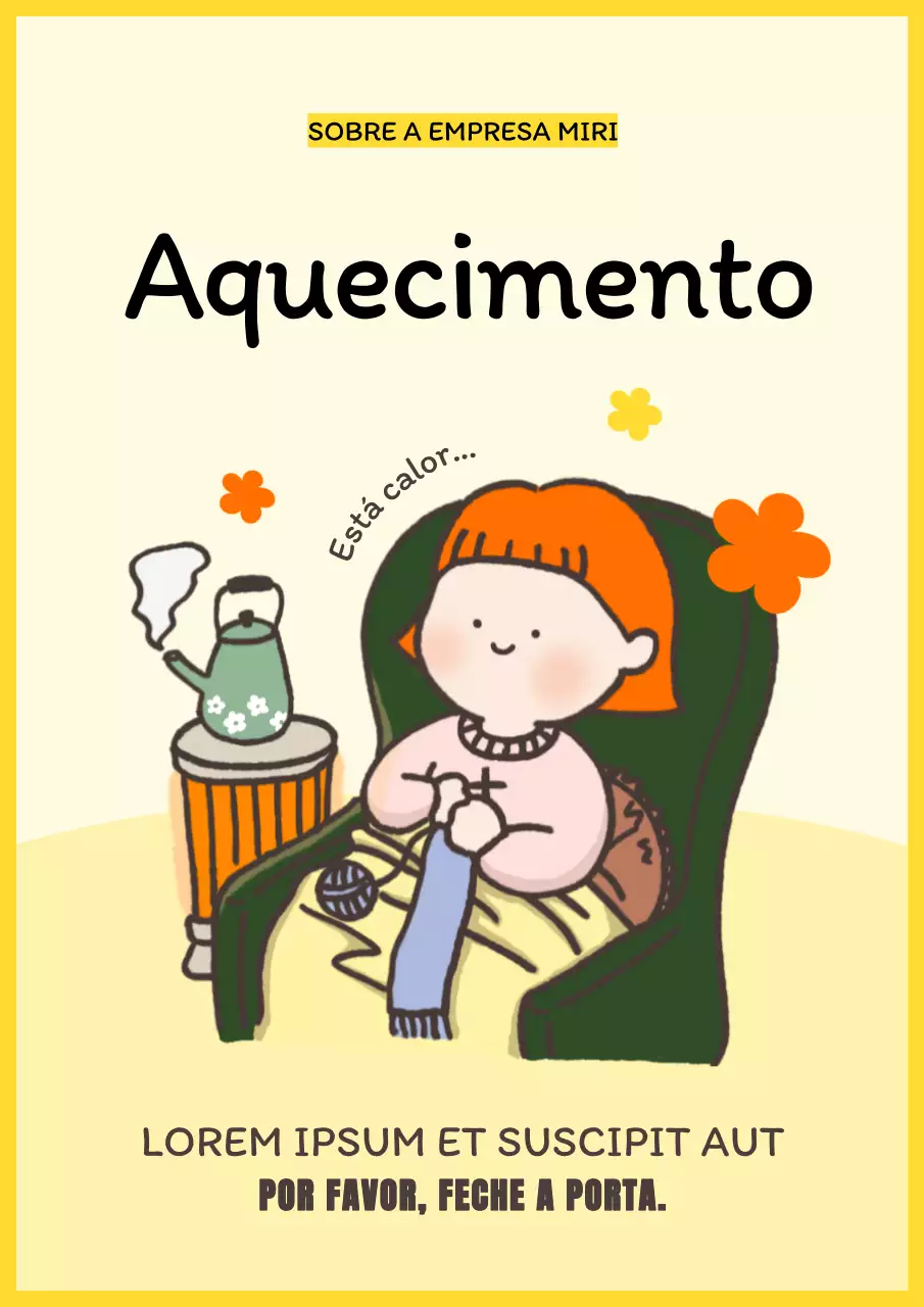 Um alegre aviso de aquecimento amarelo e laranja