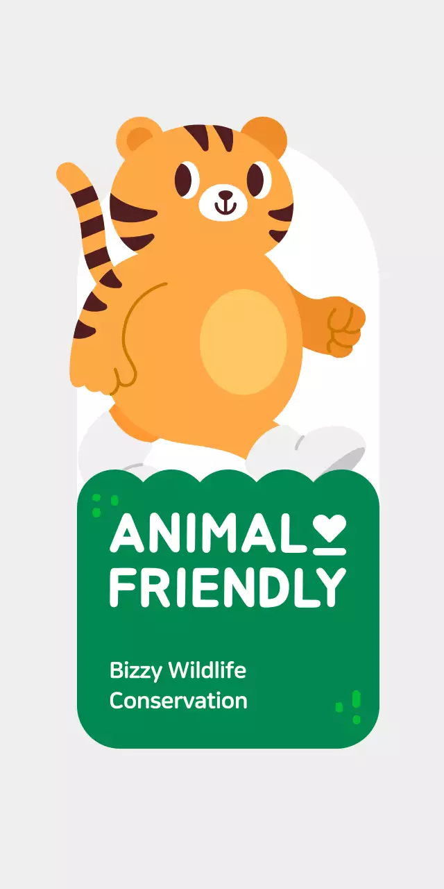 Animal advocacy organization event sign with cute animal character illustrations