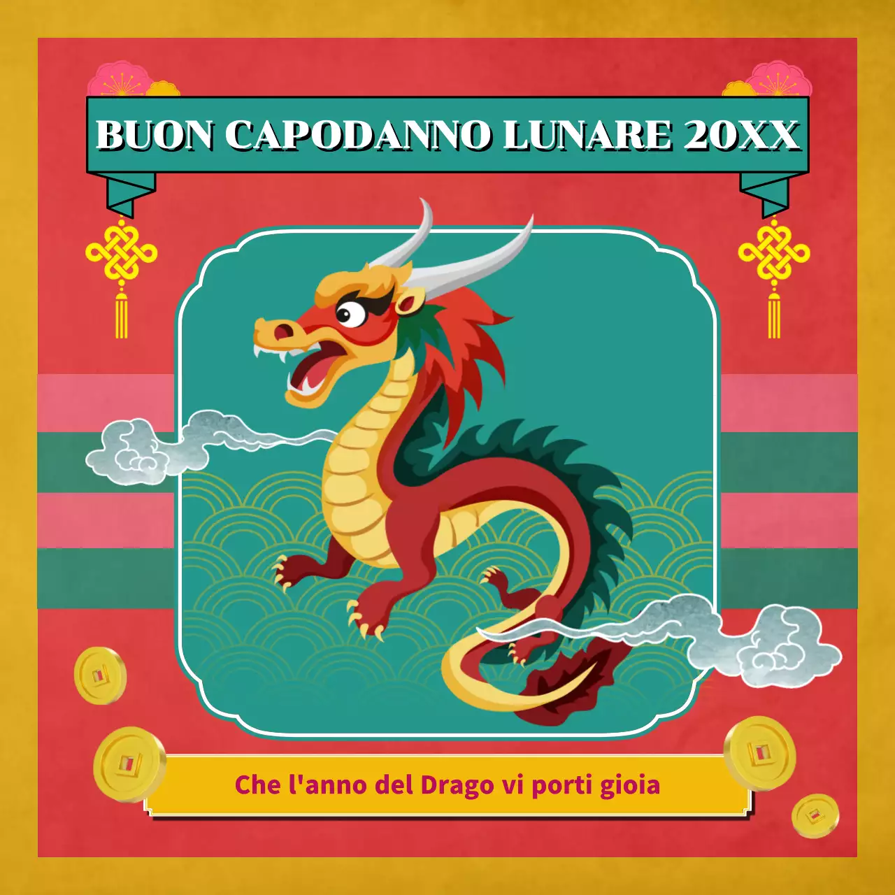 Pubblicità del Capodanno lunare tradizionale rosso e giallo