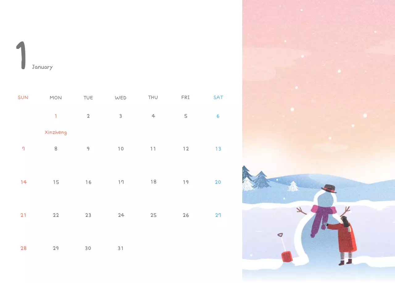 Cute calendars with cozy illustrations