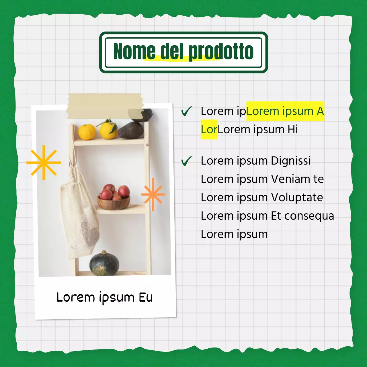 Una guida per un kit di branding kitsch verde e giallo