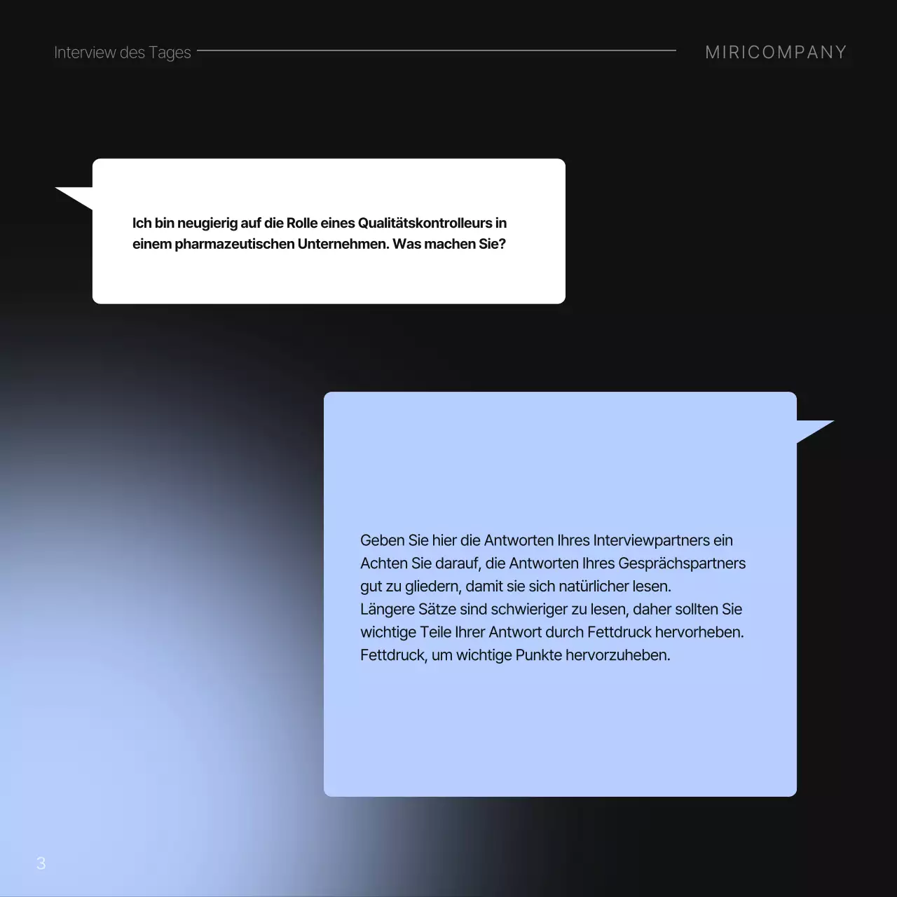 Minimalistische Informationen zum Vorstellungsgespräch in Hellblau und Schwarz