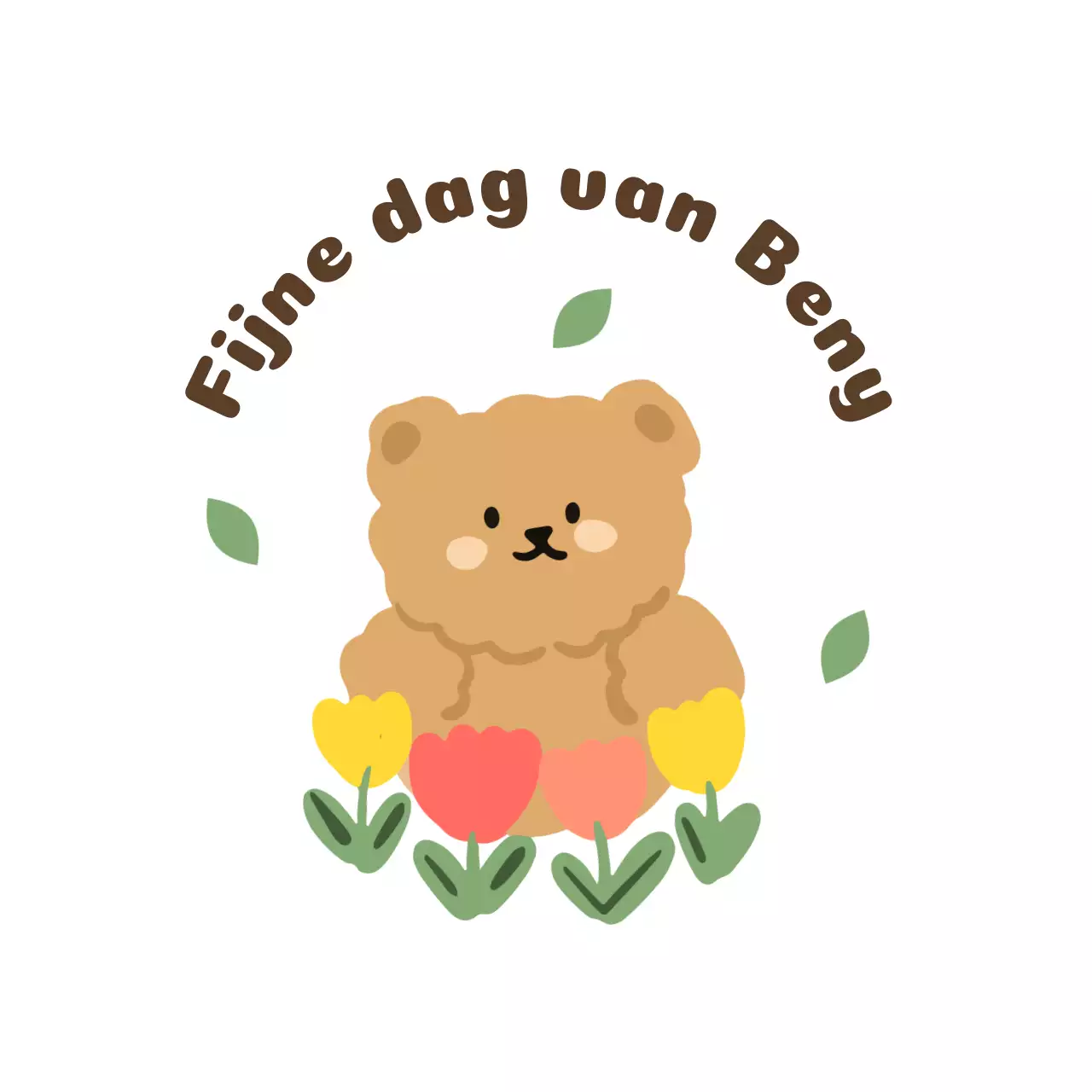 Schattig teddybeer briefpapier ontwerp met bloemen