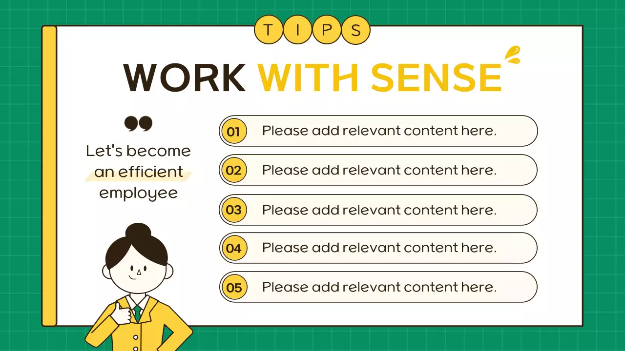 노랑과 초록색의 심플한 직장생활 업무 꿀팁 정보