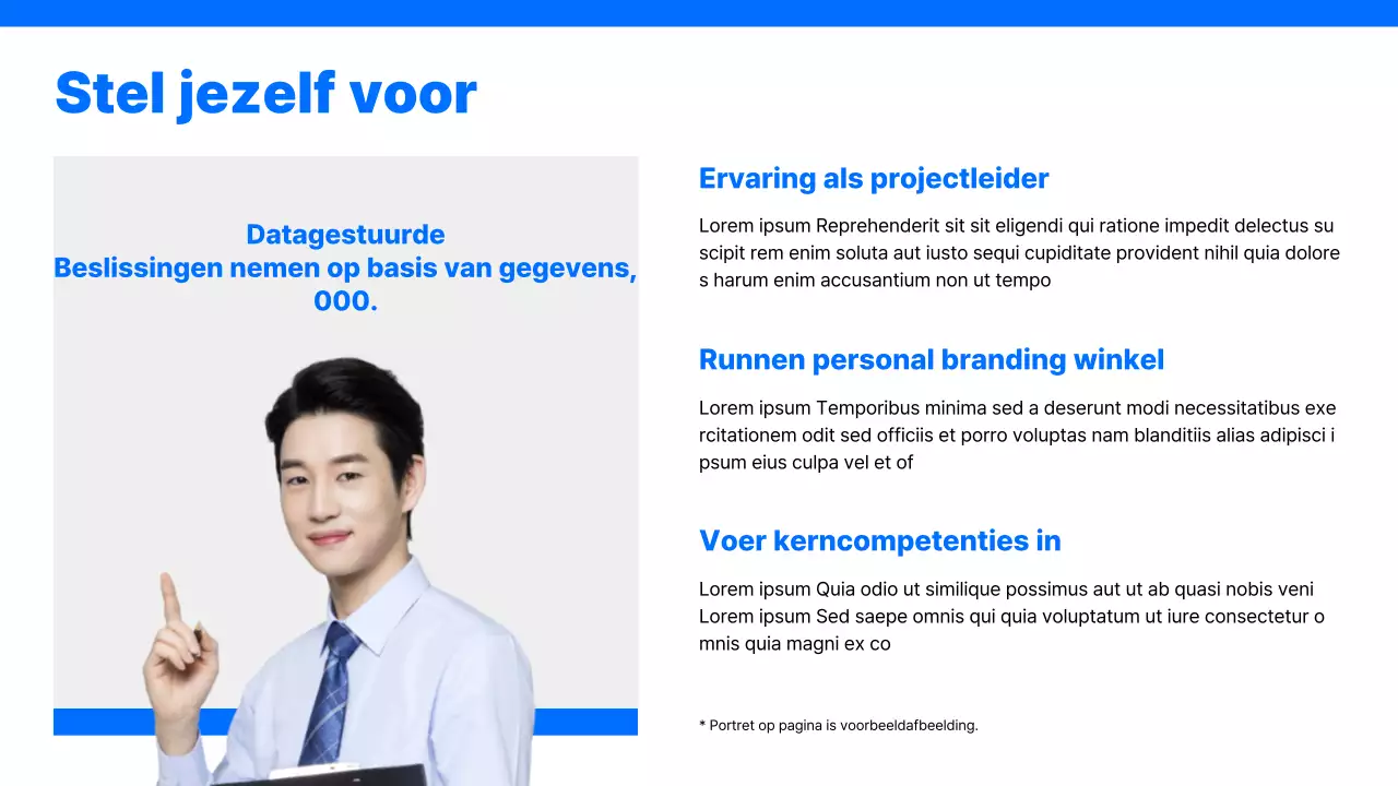 Eenvoudige carrière portfolio met blauwe achtergrond