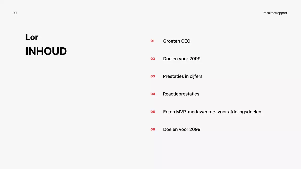 Eenvoudig eindejaarsrapport met rode accenten