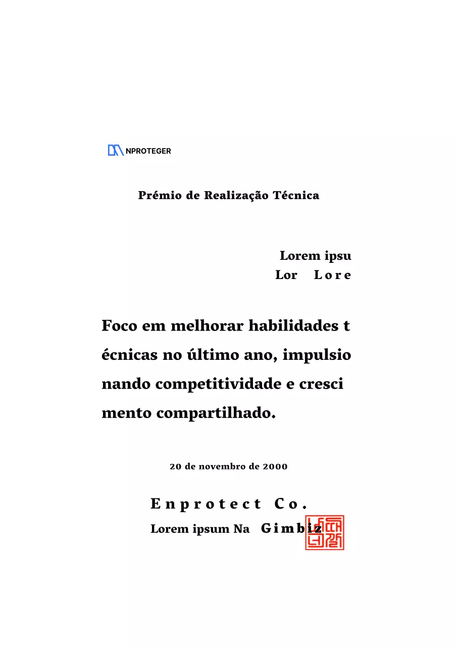 Conceção de um prémio de mérito técnico com um logótipo