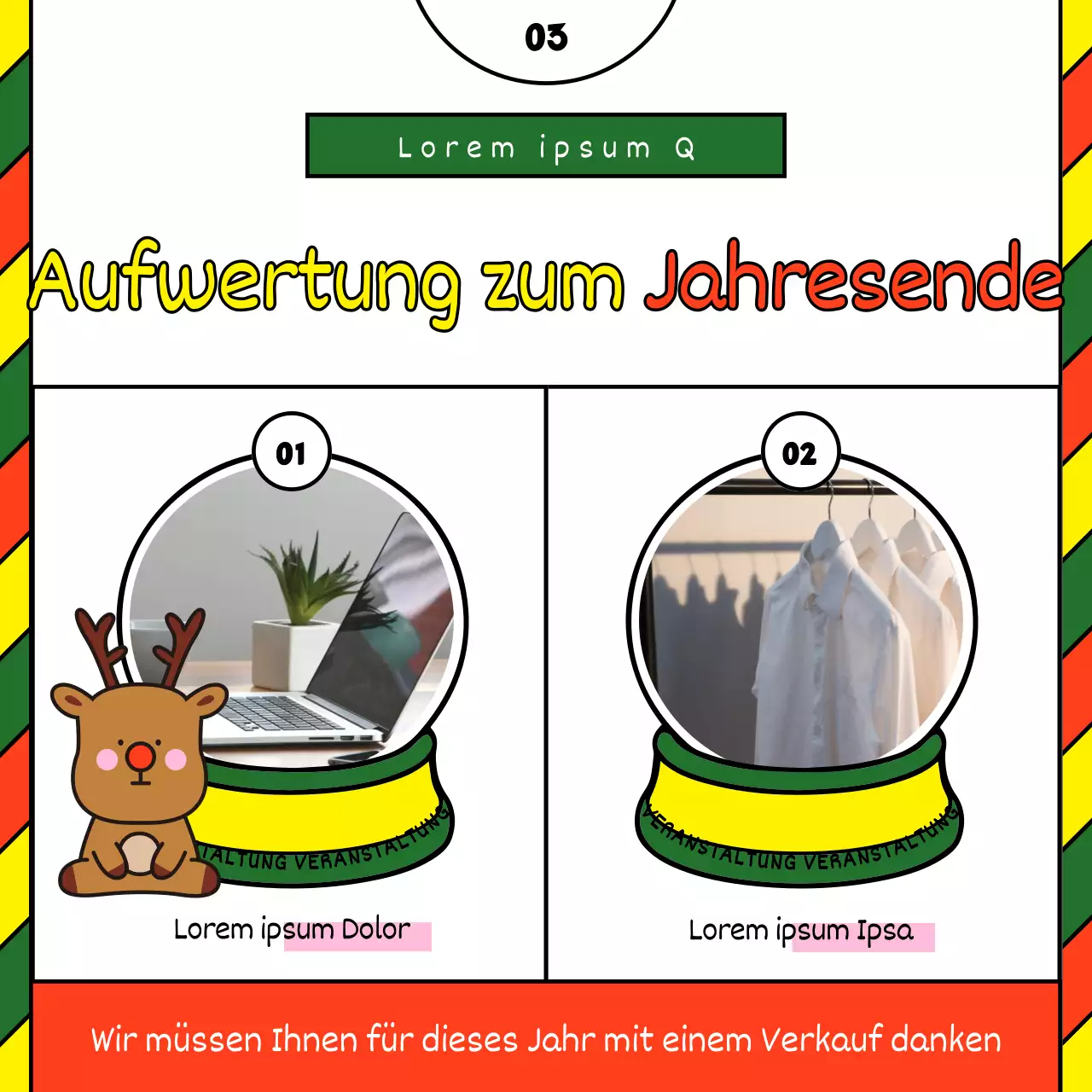 Niedliche Weihnachtsvorlage Anzeige in rot und gelb