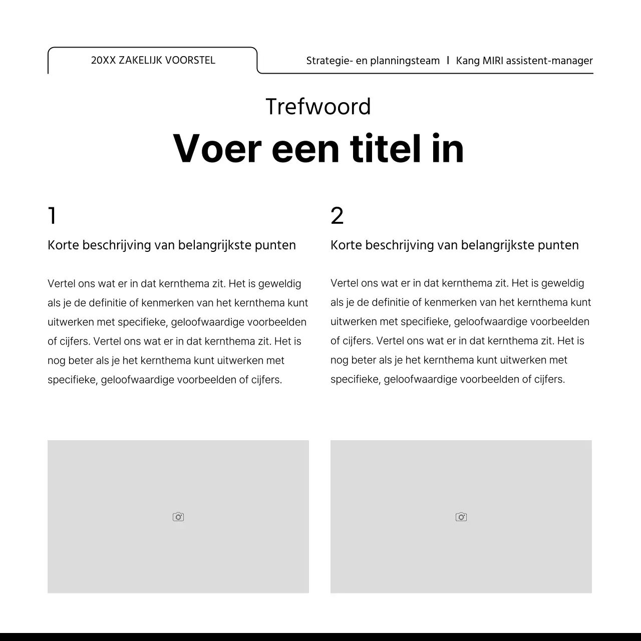 Promoot een lay-outontwerp met veel eenvoudige fotolijsten in wit en zwart
