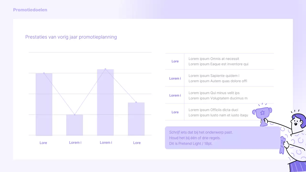 Een eenvoudige paarse en grijze promotieslip