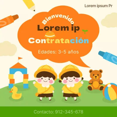 Un bonito anuncio amarillo y verde de contratación de bebés