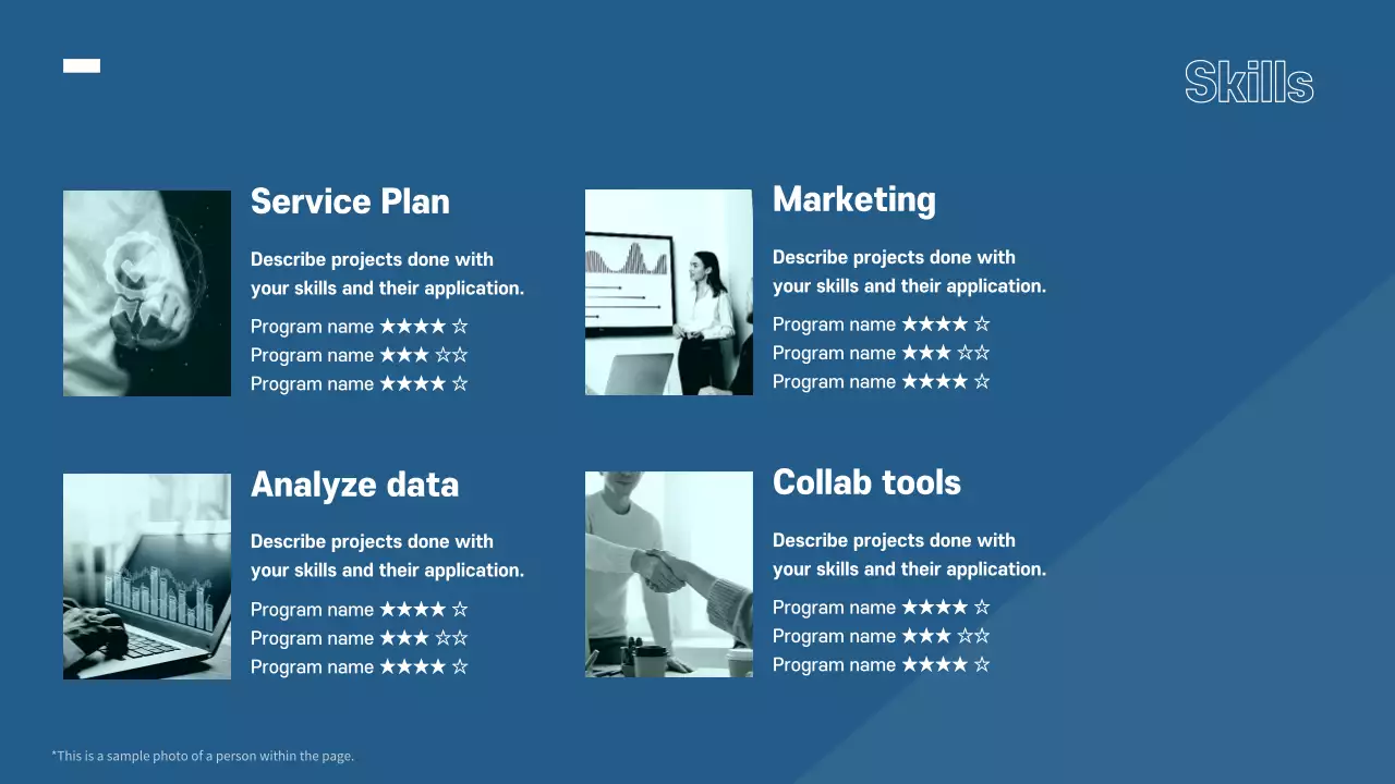 블루 프로페셔널 커리어 포트폴리오 프레젠테이션