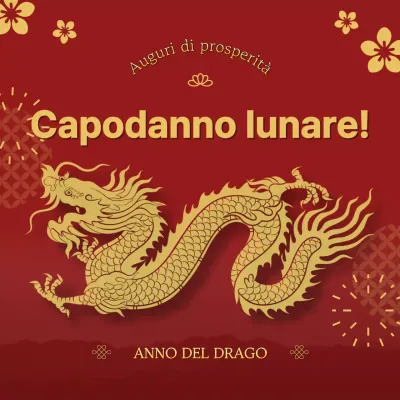 Pubblicità tradizionale del Capodanno lunare in rosso e oro